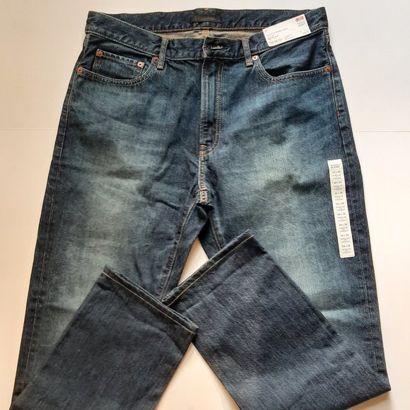 Uniqlo Men's Regular Fit Straight Blue Wash Jeans - Picture 3 of 8